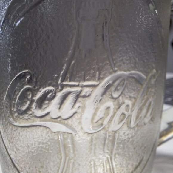Coca Cola Glass Mug Frosted Embossed Bottles Coffee Tea Vintage USA Made Thick - Picture 2 of 7